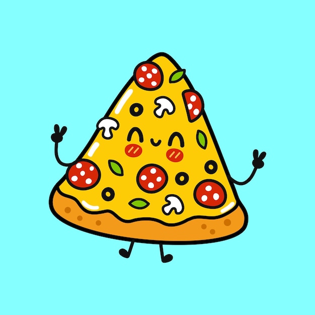 Cute funny pizza character