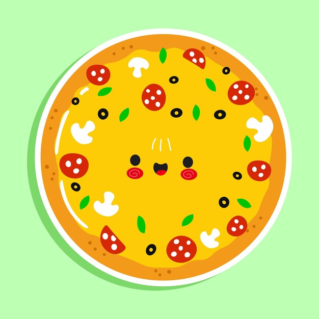 Cute funny Pizza sticker character