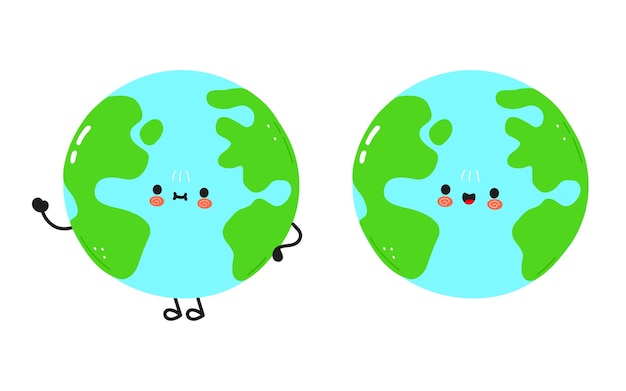 cute funny planet earth character