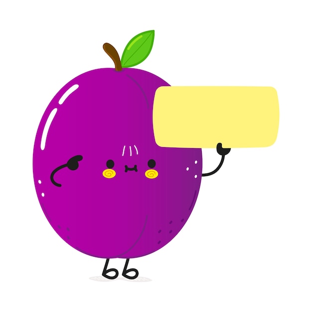 Vector cute funny plum character