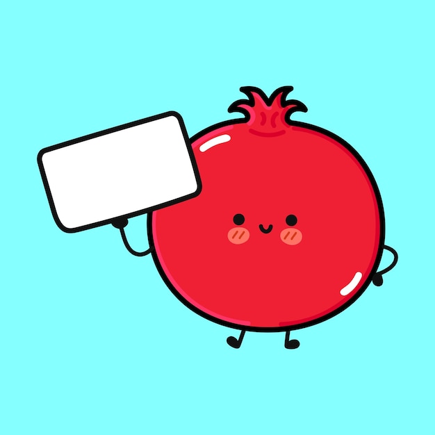 Cute funny pomegranate fruit with poster