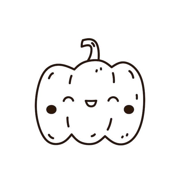 Zucca carina e divertente isolata su sfondo bianco illustrazione di doodle disegnato a mano per halloween