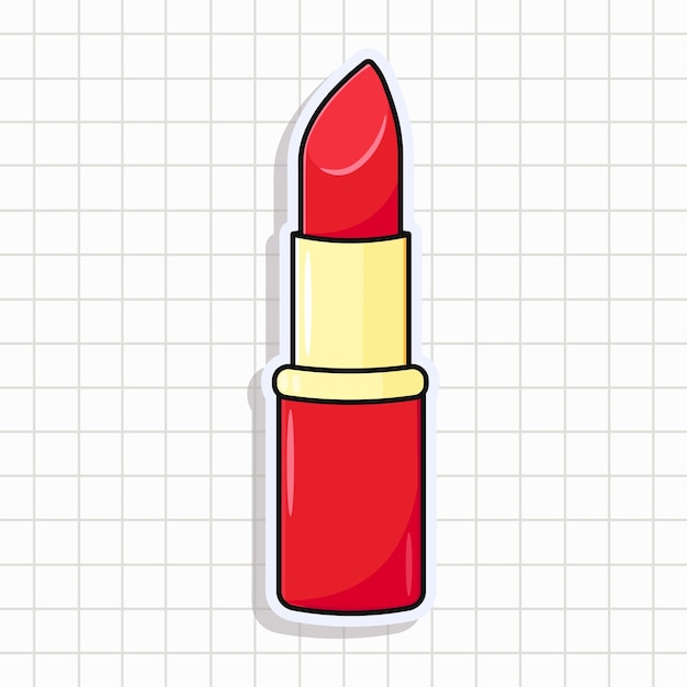 Vector cute funny red lipstick sticker