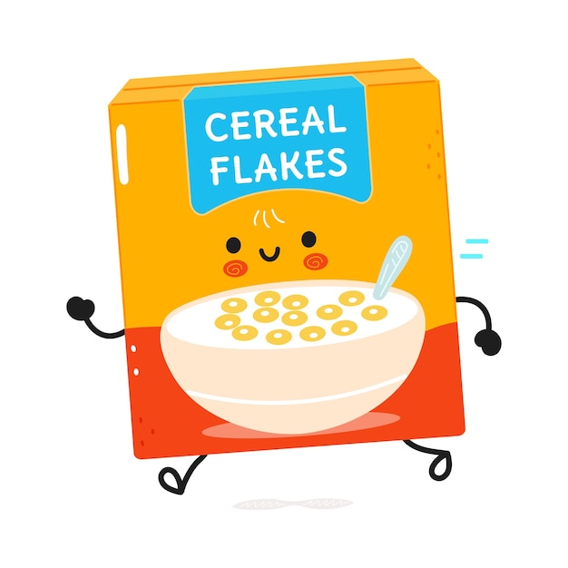 Cute funny running cereal flakes