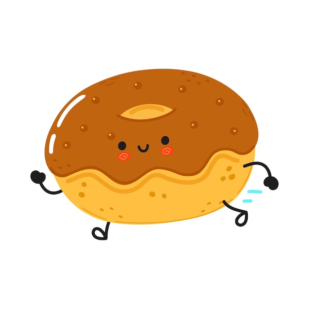 Cute funny running chocolate donut