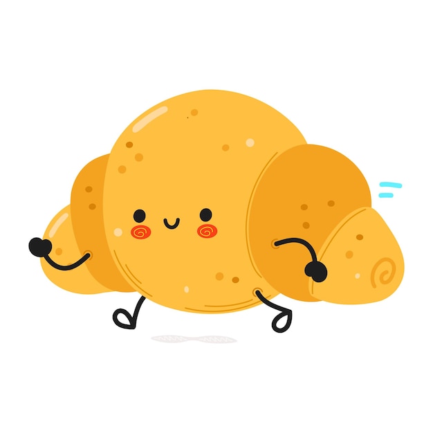 Cute funny running croissant