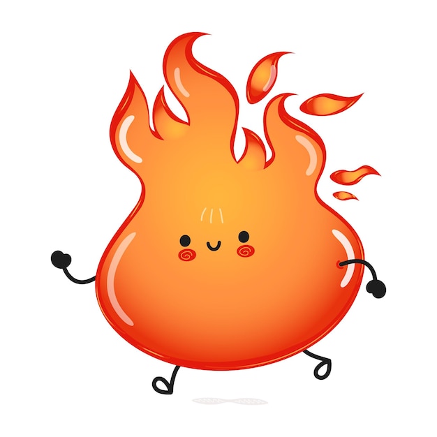 Vector cute funny running fire