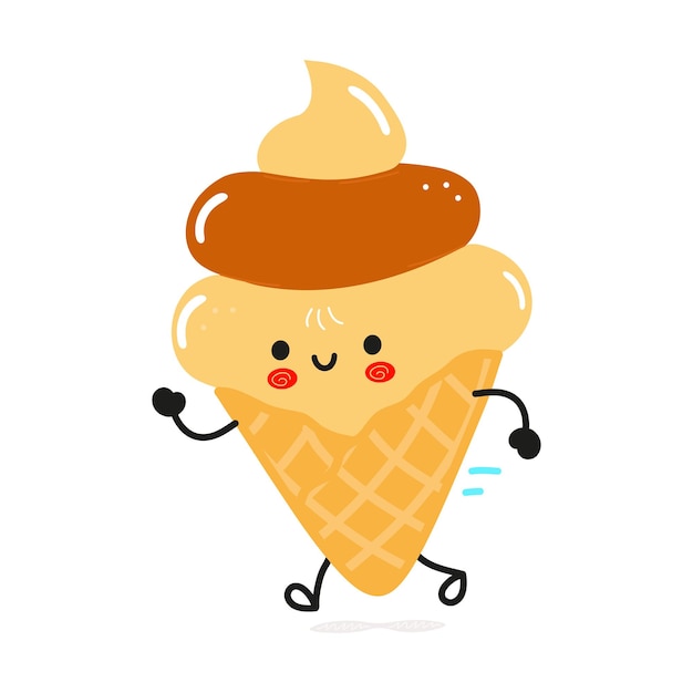 Cute funny running ice cream