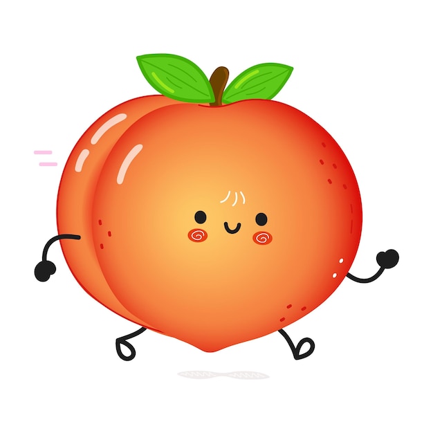 Vector cute funny running peach