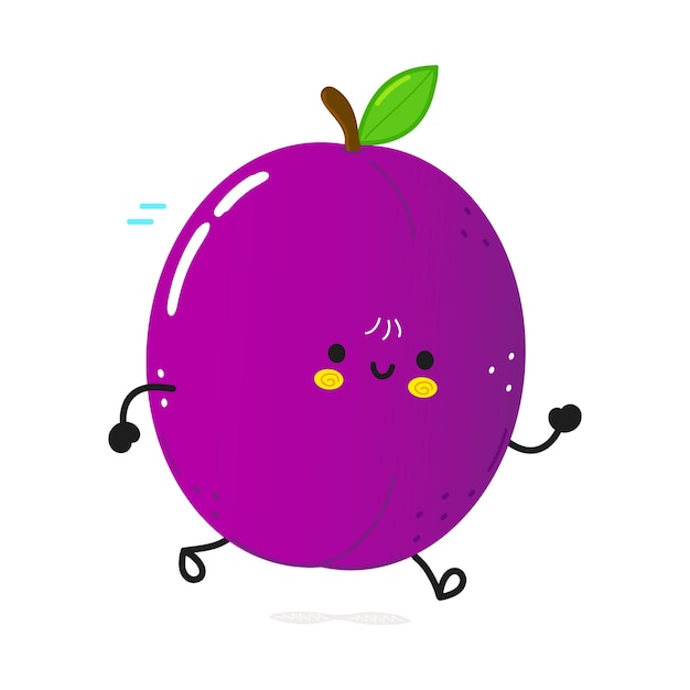 Cute funny running plum