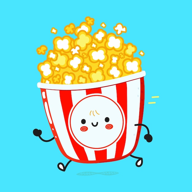 Cute funny running popcorn