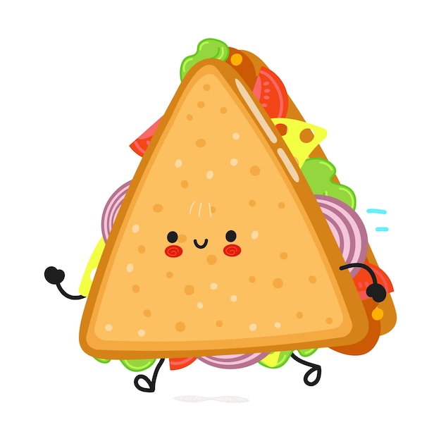 Cute funny running sandwich