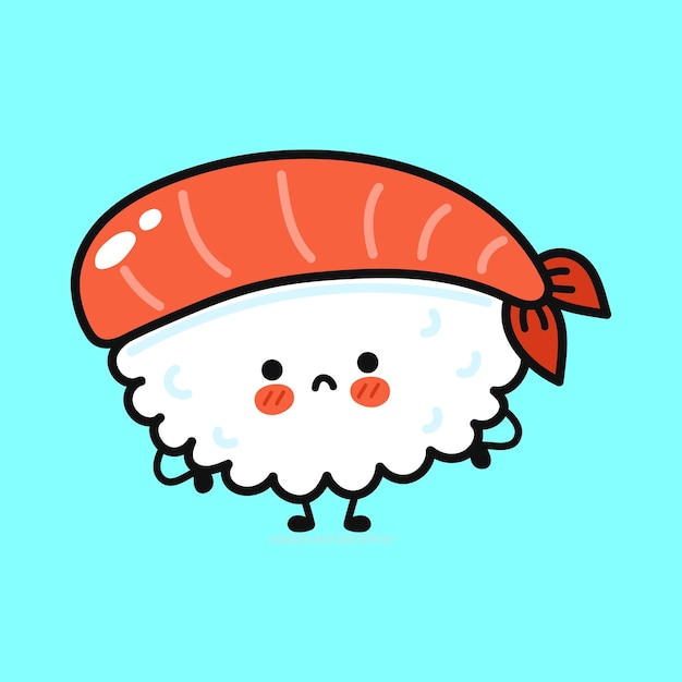 Cute funny sad sushi character