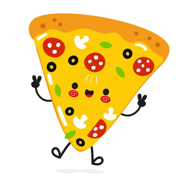 Cute funny Slice of pizza jumping character