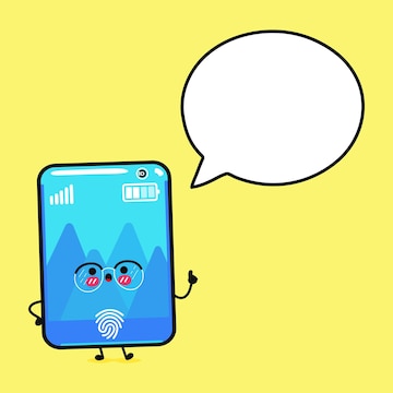 Premium Vector | Cute funny smartphone with speech bubble