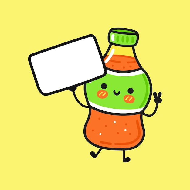 Vector cute funny soda with poster