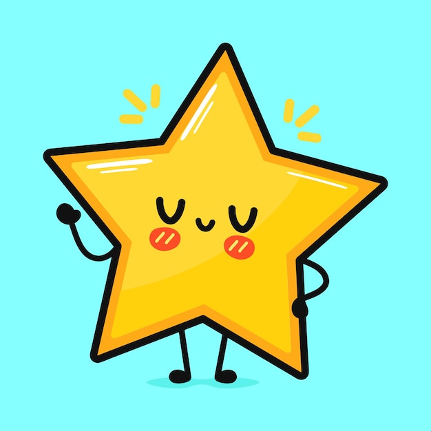 Cute funny star waving hand