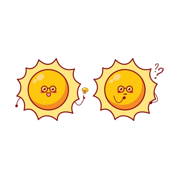 Cute funny sun character vector hand drawn cartoon mascot character illustration icon