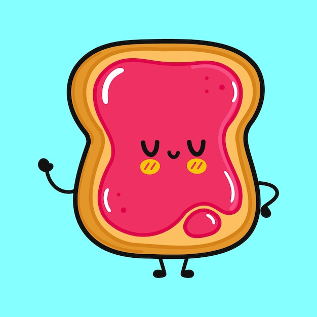 Cute funny toast with jam character