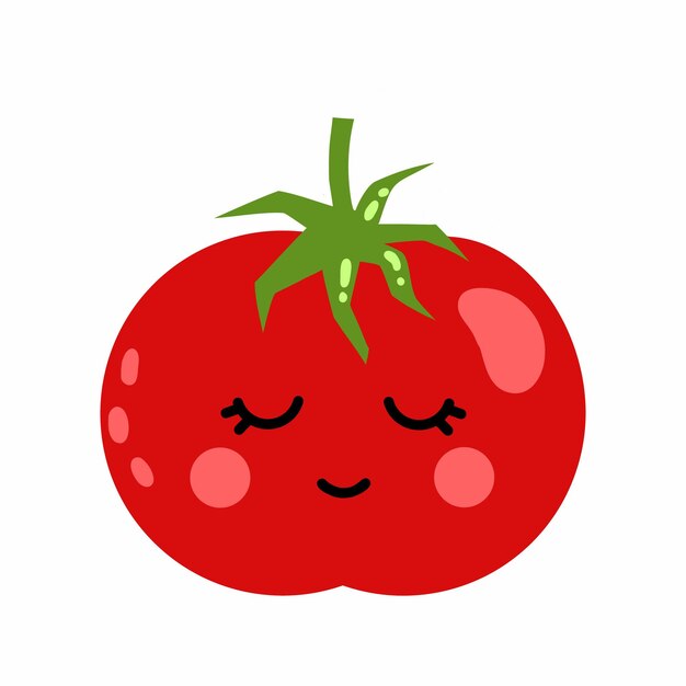 ベクトル 顔と感情を持つ可愛い面白いトマト ベクトル孤立した子供のためのイラスト
