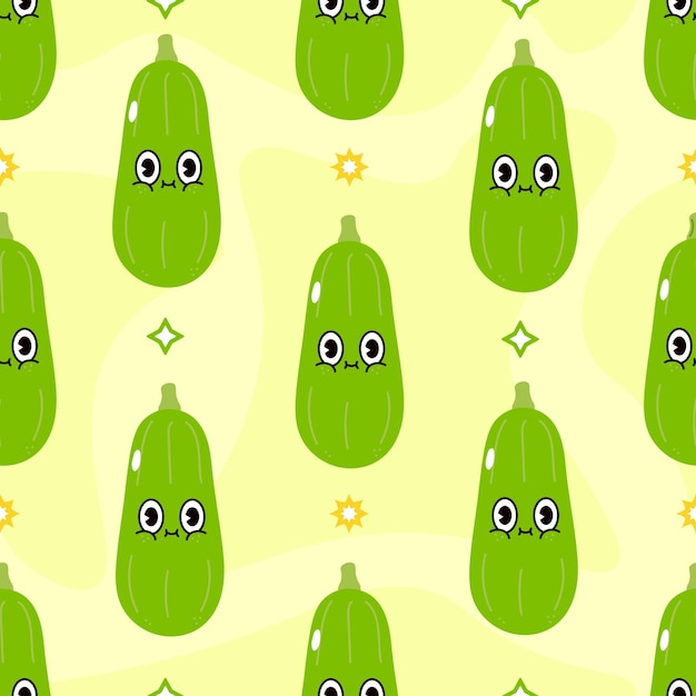 Cute funny vegetable marrow concept seamless pattern