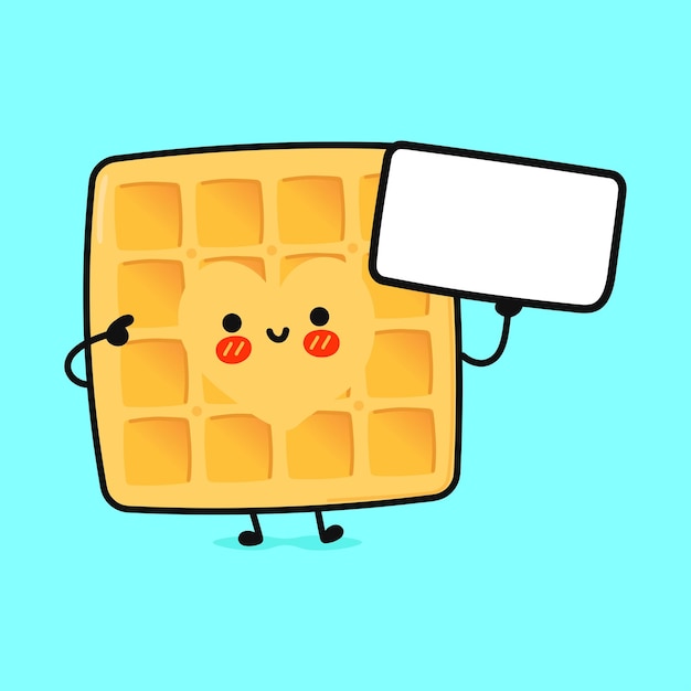 Vector cute funny waffles with poster