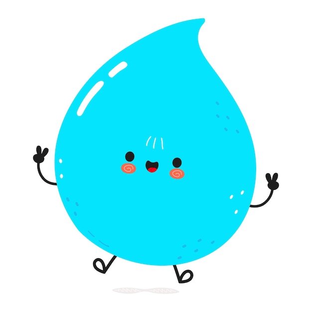 Cute funny Water drop jumping character