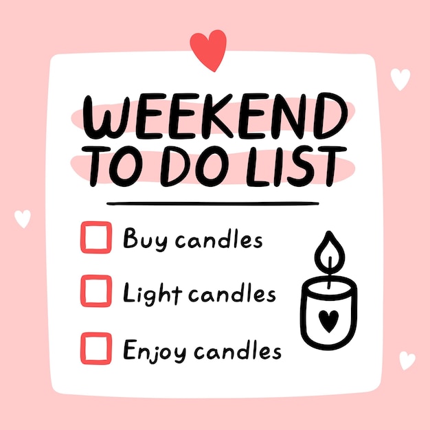 Cute funny weekend to do list, checklist