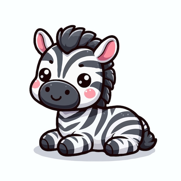 Cute funny zebra cartoon vector on white background