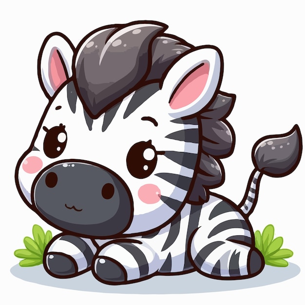 cute funny zebra cartoon vector on white background