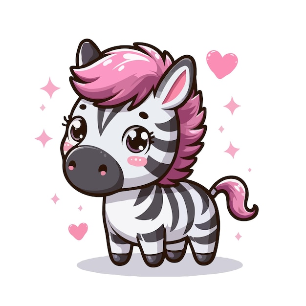 cute funny zebra cartoon vector on white background