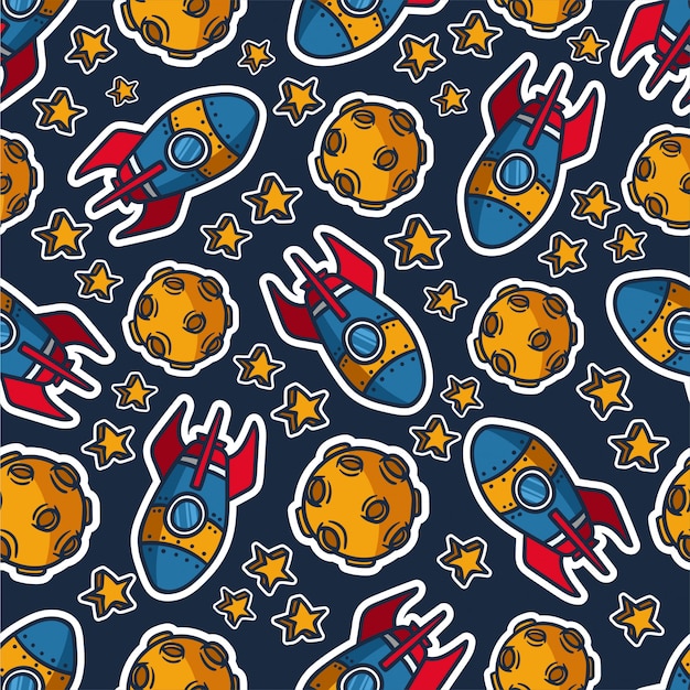 Vector cute galaxy theme seamless pattern