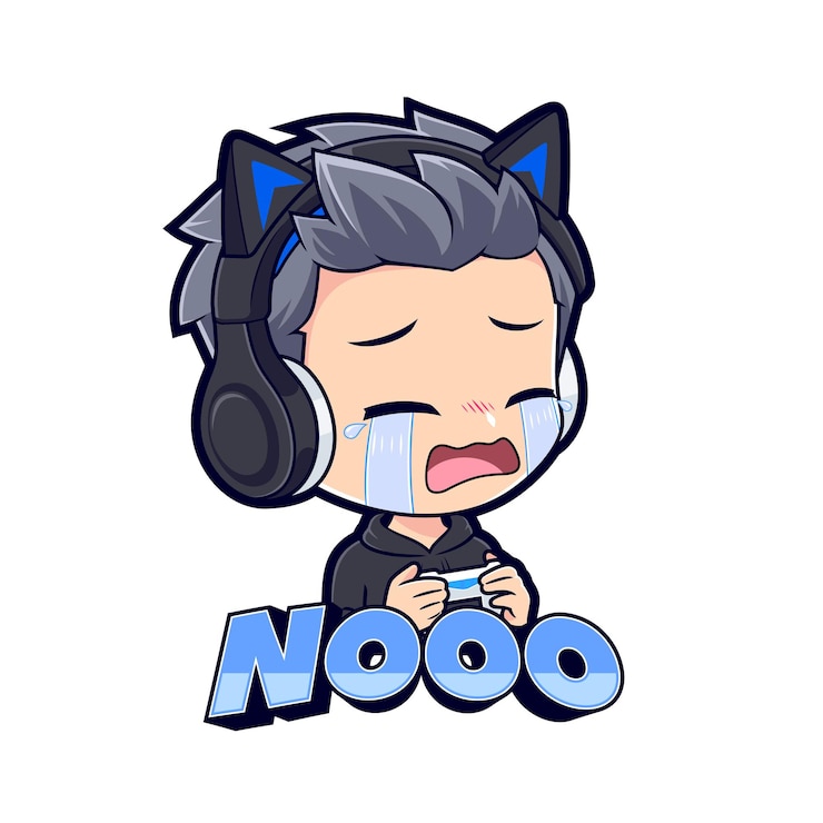 Vector cute gamer boy crying sad mascot logo gaming sticker