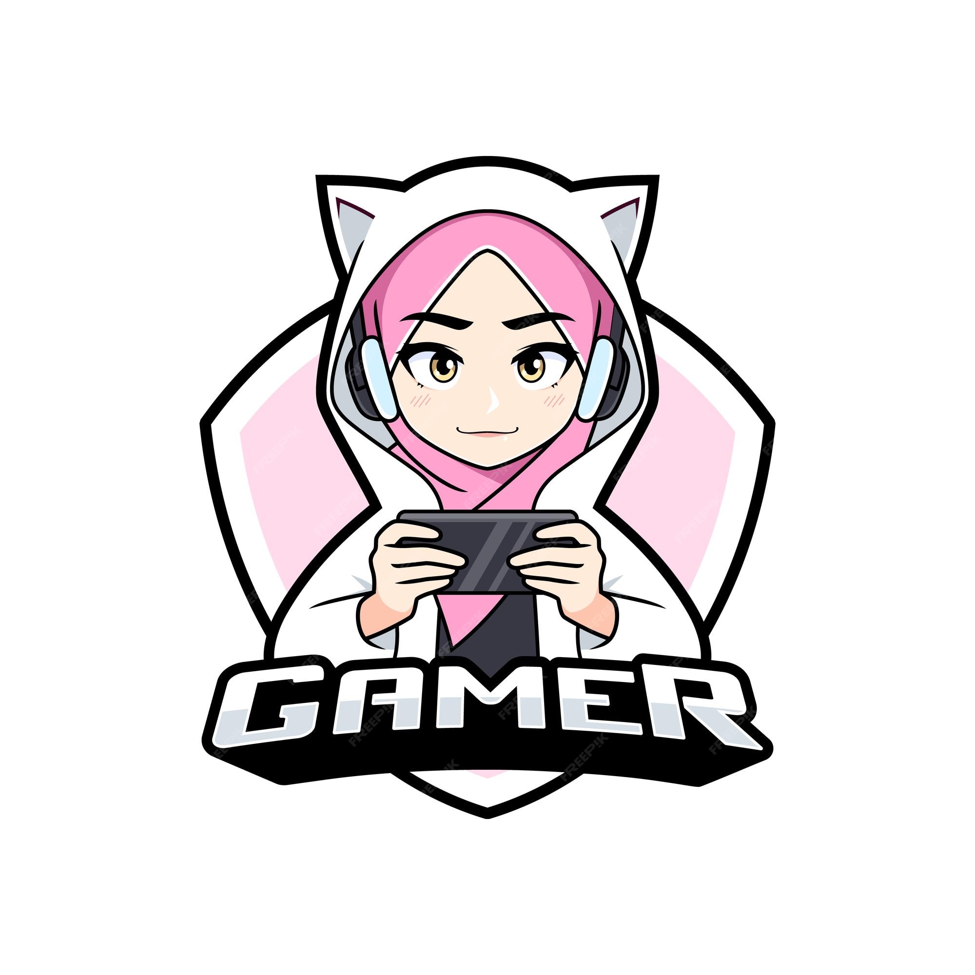 Premium Vector  Cute gamer girl in hijab mascot esport logo