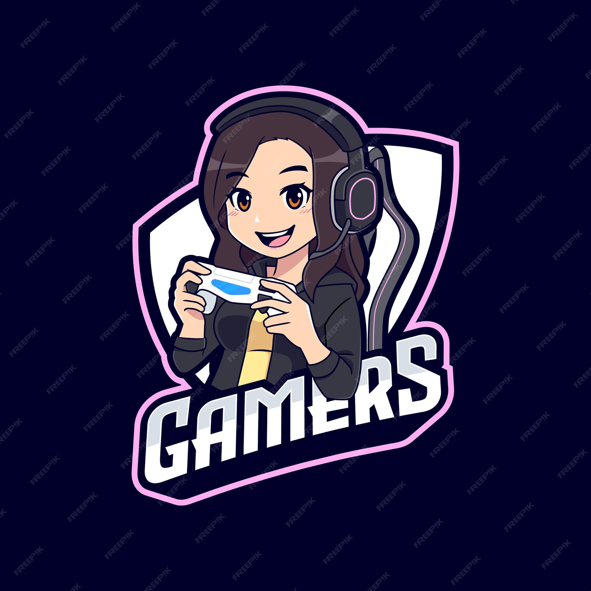 Premium Vector  Cute attractive gamer streamer girl esport logo template