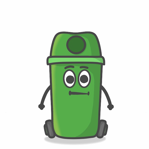 Vector cute garbage can character flat cartoon emoticon vector template design illustration