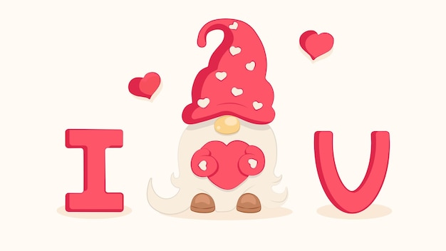 Cute Garden Gnome with Huge Red Heart