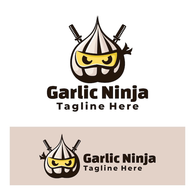 Cute garlic ninja art illustration