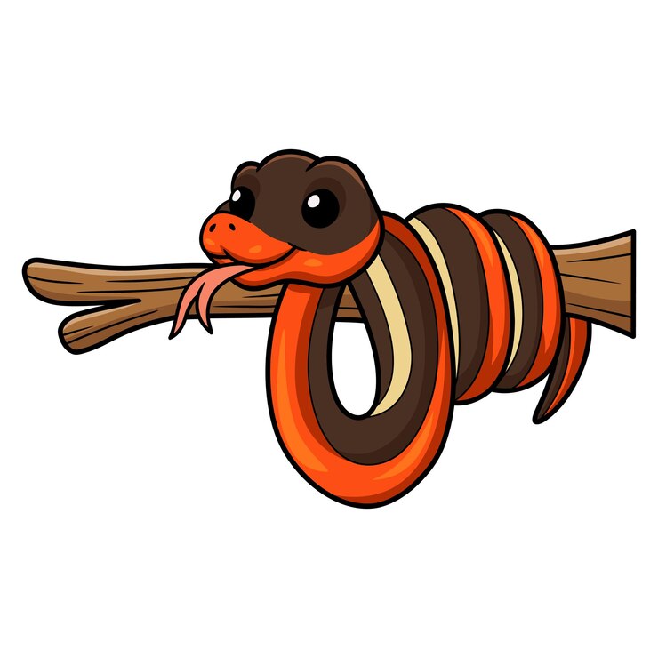 Vector cute garter snake cartoon on tree branch