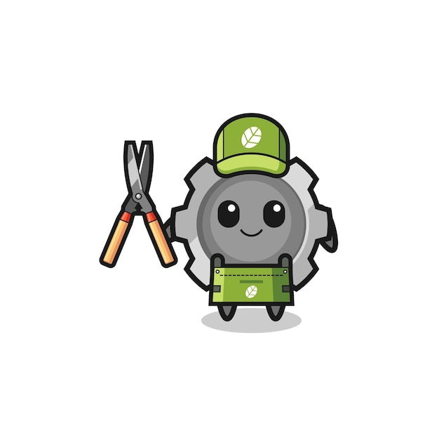 Cute gear as gardener mascot