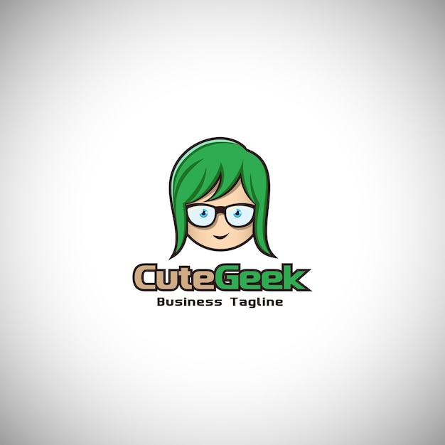 Cute Geek Character mascot Logo