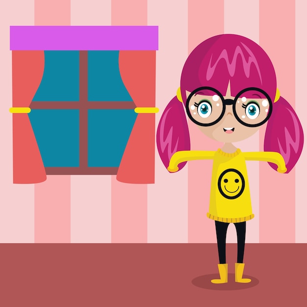 Cute geek girl мультфильм иллюстратор