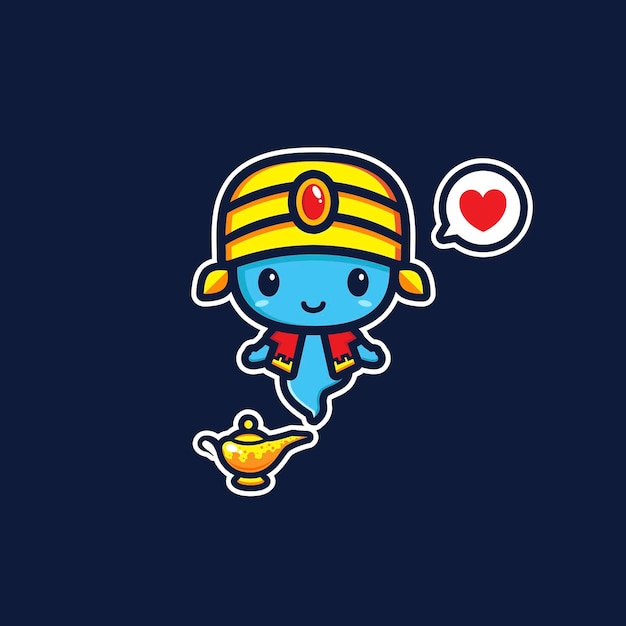 cute genie mascot design