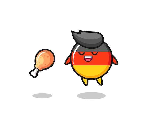 Симпатичный значок флага германии плавает и соблазняется жареной курицей
