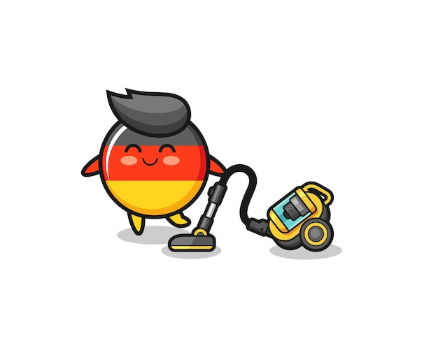 Cute germany flag holding vacuum cleaner illustration , cute design