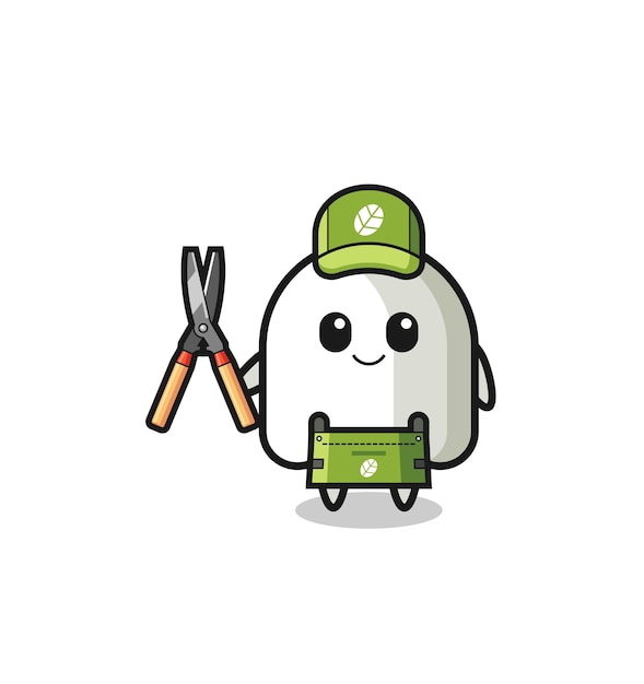 Cute ghost as gardener mascot