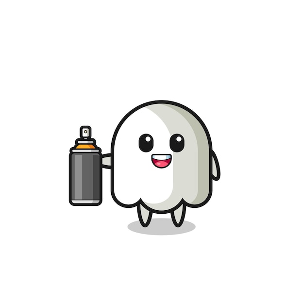 The cute ghost as a graffiti bomber  cute design