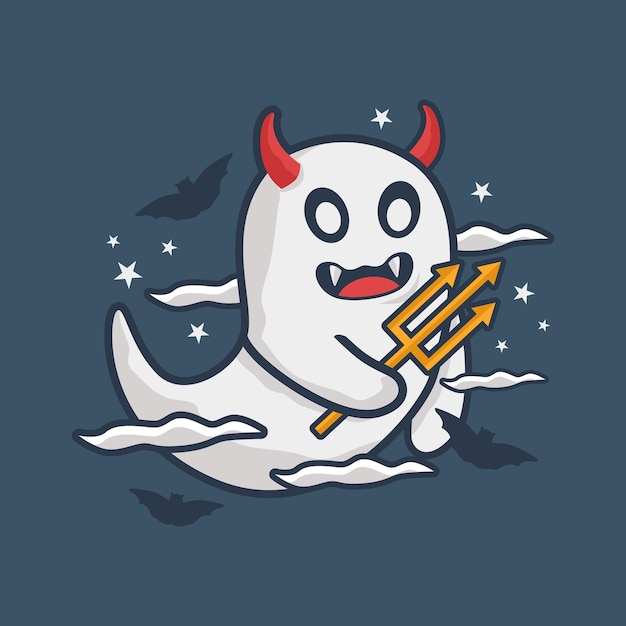 Cute ghost carrying trident