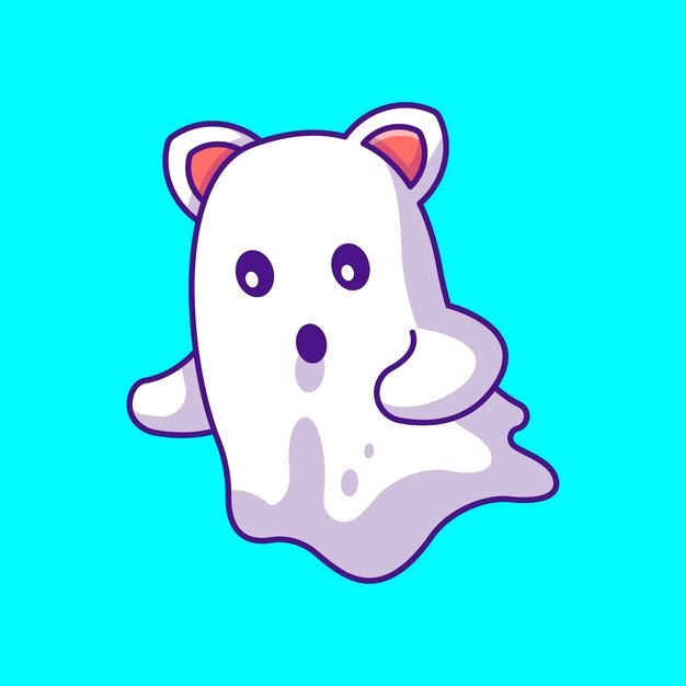 Vector cute ghost cartoon illustration. halloween flat cartoon style concept