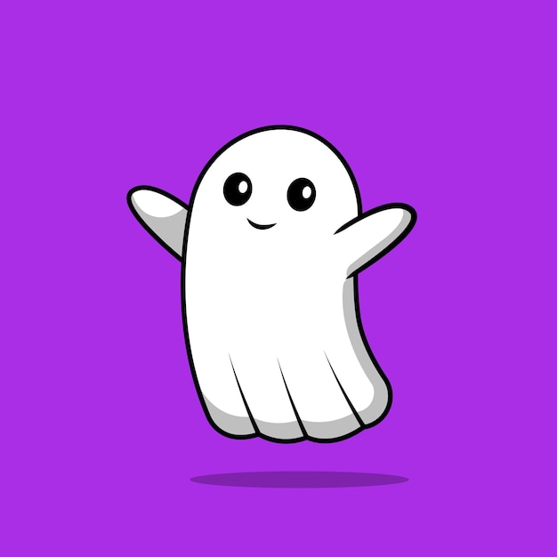 Cute ghost cartoon vector icon illustration